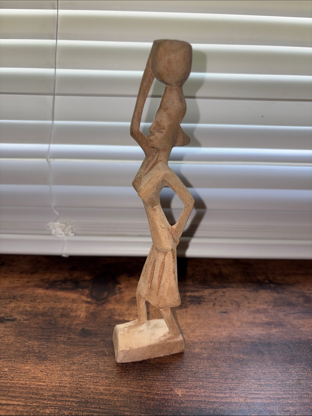 Vintage Hand-Carved Wooden African Female Figure Sculpture